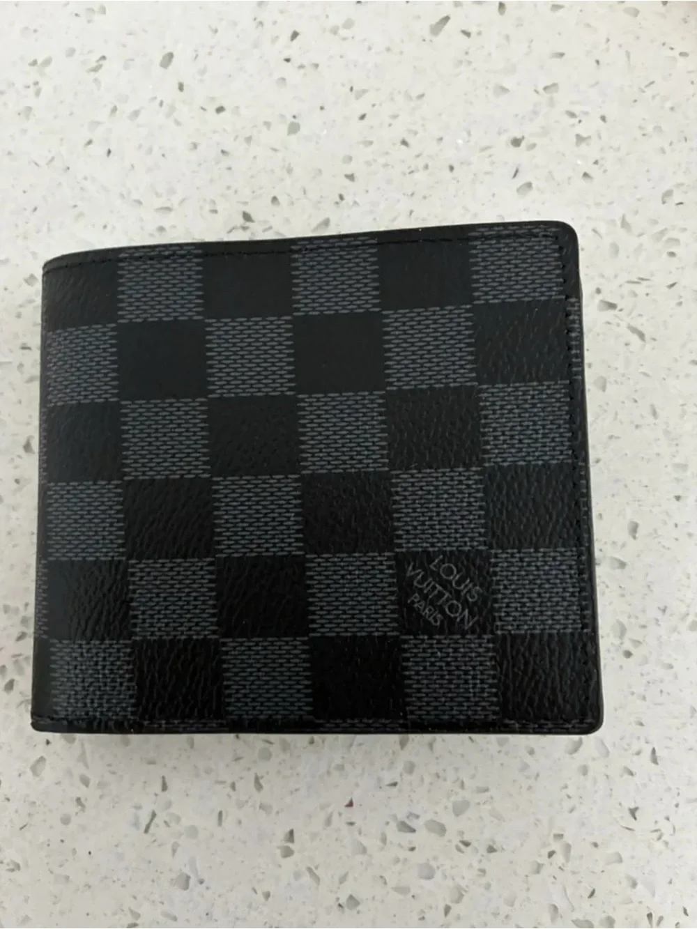 Mens Black and Gray Checkered Wallet